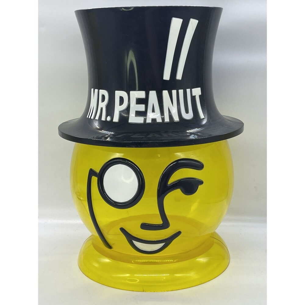 Vintage Plastic Advertising Mr Peanut Counter Display Container w/ Top Hat 13”